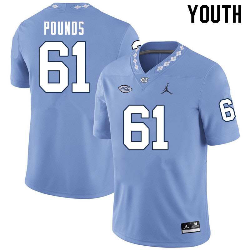 Youth #61 Diego Pounds North Carolina Tar Heels College Football Jerseys Sale-Carolina Blue